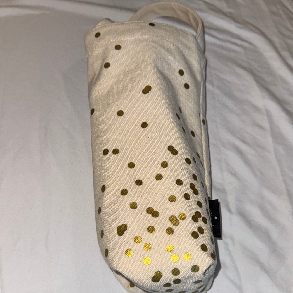 Kate spade Canvas wine bag with Gold Polka Dots